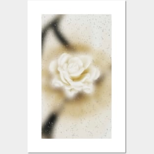 White rose flower candle Posters and Art